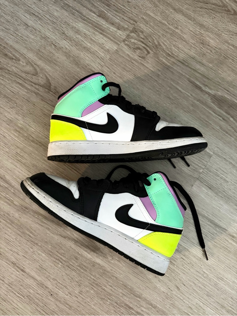 Jordan Nike High-Top Sneakers in Black, White, Mint, Neon Yellow, Lavender